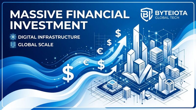 Abstract illustration representing KKR's 0 billion investment in Helix Digital Infrastructure for AI data centers
