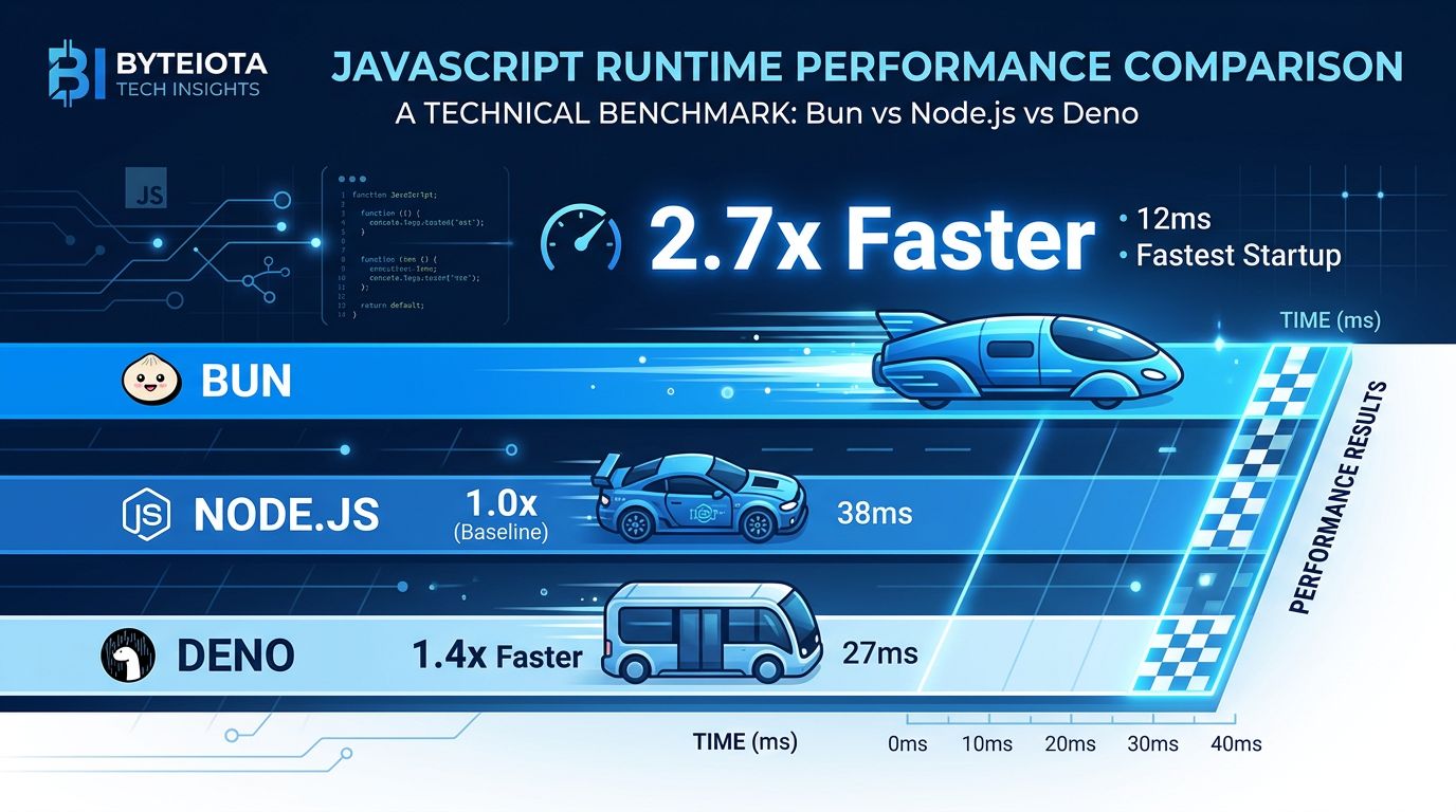 JavaScript Runtime Performance 2026: Bun vs Node.js vs Deno | byteiota