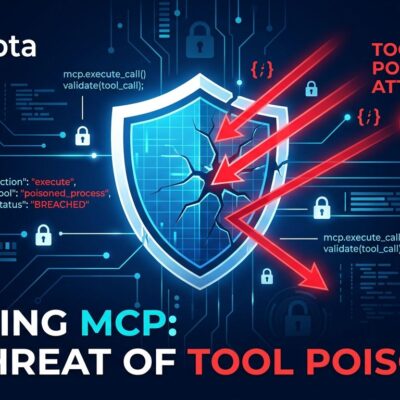 Shield being breached by injection arrows representing MCP tool poisoning attack vectors