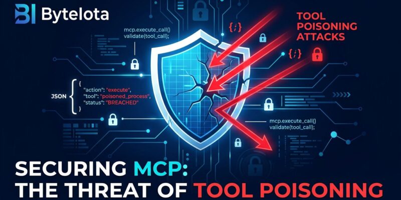 Shield being breached by injection arrows representing MCP tool poisoning attack vectors