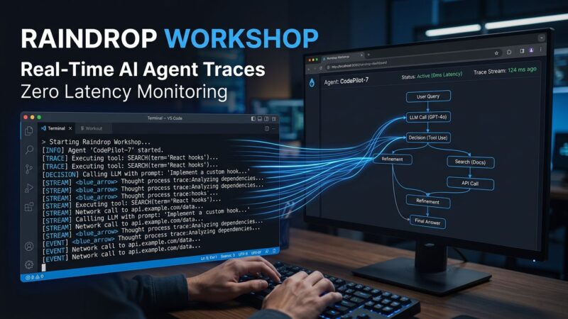 Raindrop Workshop local AI agent debugger showing real-time trace streaming in a browser dashboard