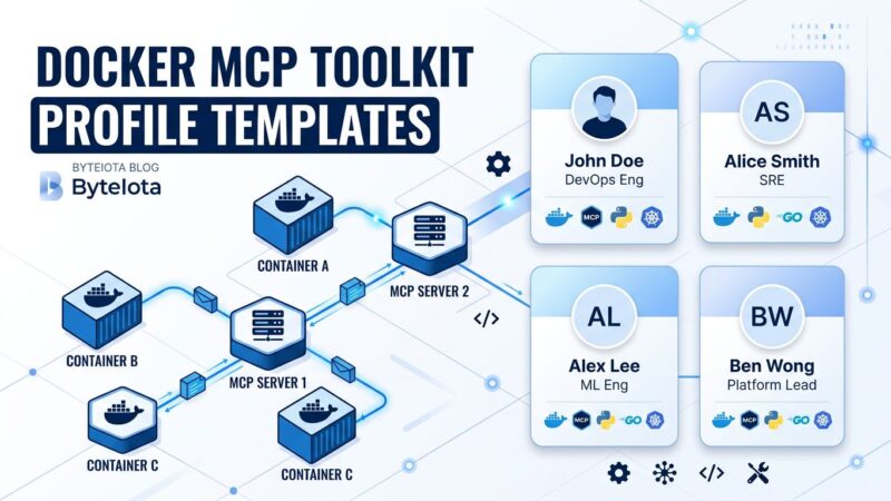 Docker MCP Toolkit profile templates showing containerized MCP servers organized in pre-built workflow bundles