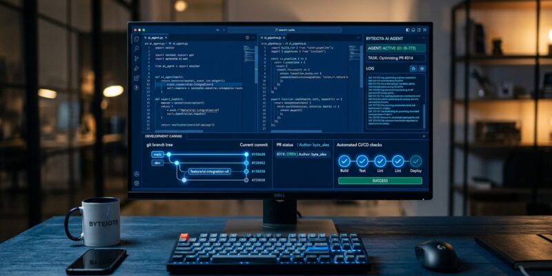 GitHub Copilot desktop app showing parallel agent sessions and canvas interface with git worktrees and CI checks
