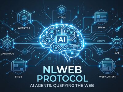 NLWeb protocol diagram showing AI agents querying a website through MCP endpoints