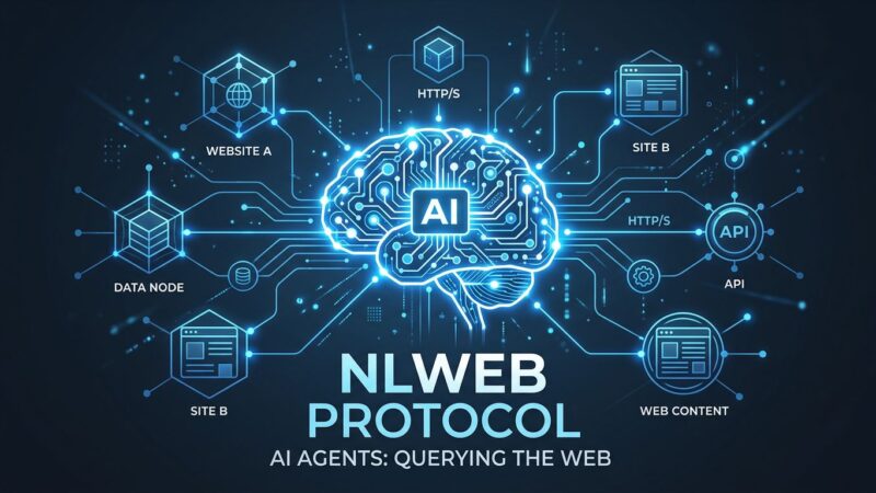 NLWeb protocol diagram showing AI agents querying a website through MCP endpoints