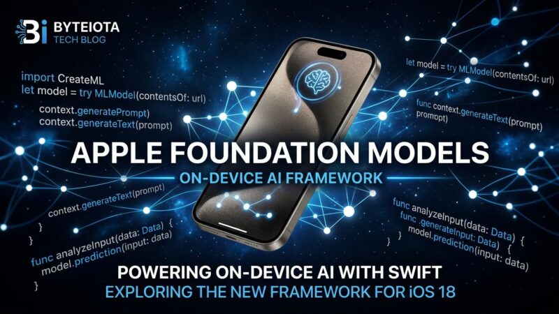Apple Foundation Models framework Swift code on iPhone with neural network visualization