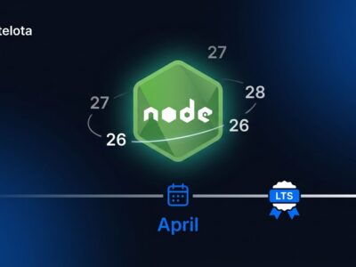 Node.js version timeline showing the shift to annual releases with LTS for every version starting Node 27