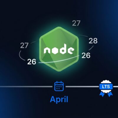 Node.js version timeline showing the shift to annual releases with LTS for every version starting Node 27