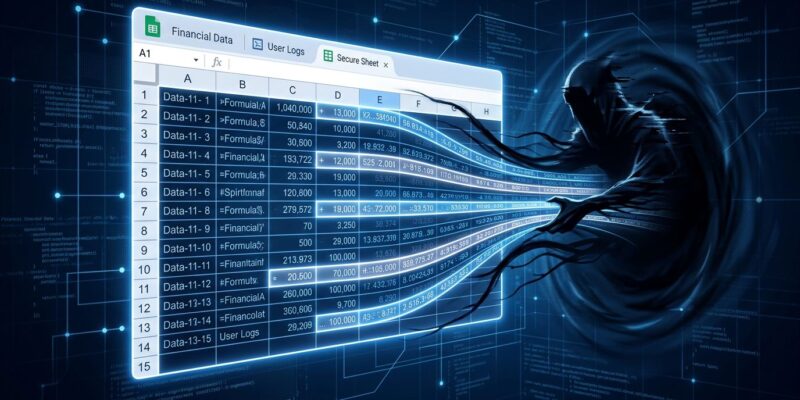 ChatGPT for Google Sheets indirect prompt injection vulnerability — silent data exfiltration attack visualization