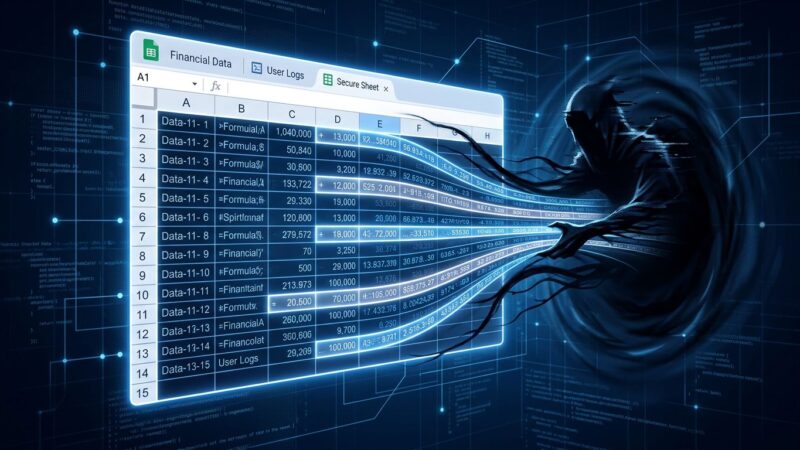 ChatGPT for Google Sheets indirect prompt injection vulnerability — silent data exfiltration attack visualization