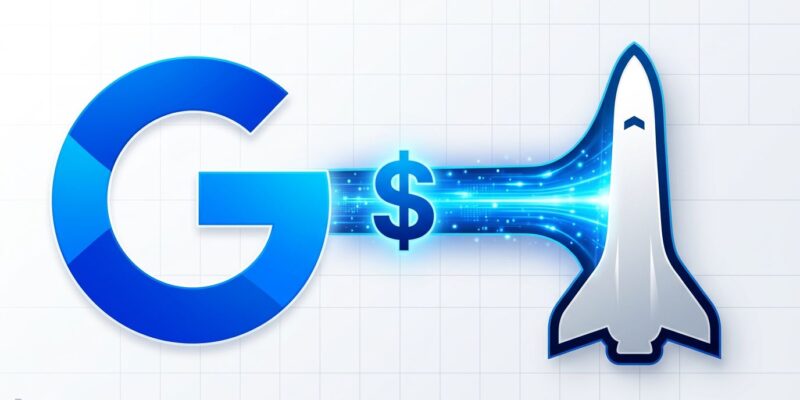 Google and SpaceX data pipeline showing the AI compute deal with blue connection beam between logos