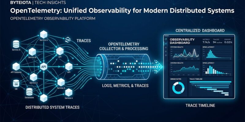 OpenTelemetry Blueprints visualization showing distributed telemetry data flows and deployment patterns