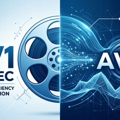 AV2 video codec launch illustration showing transition from AV1 to AV2 with 30% compression gain