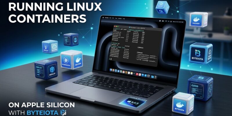 Apple Containerization Framework showing Linux containers running on Mac with micro-VM isolation