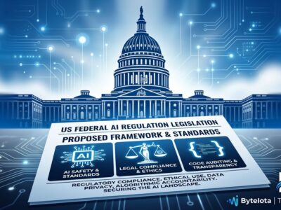 US Capitol building with digital AI circuit patterns representing the Great American Artificial Intelligence Act federal legislation for developers