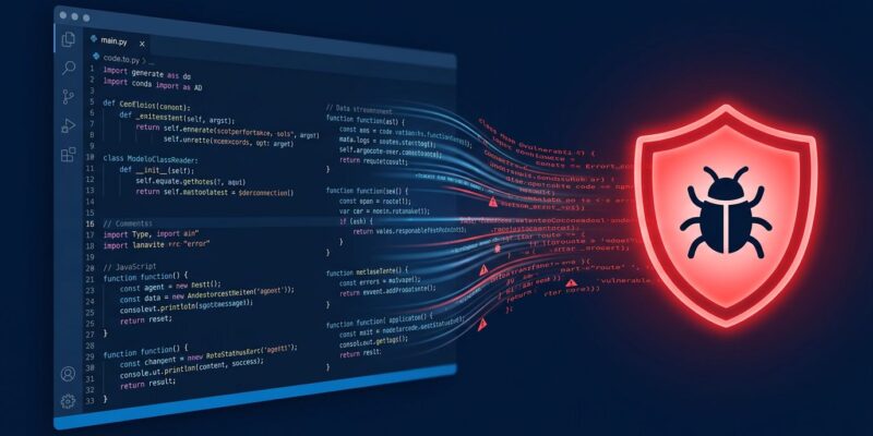 AI-generated code introducing security vulnerabilities at 10x the rate of human-written code — research illustration