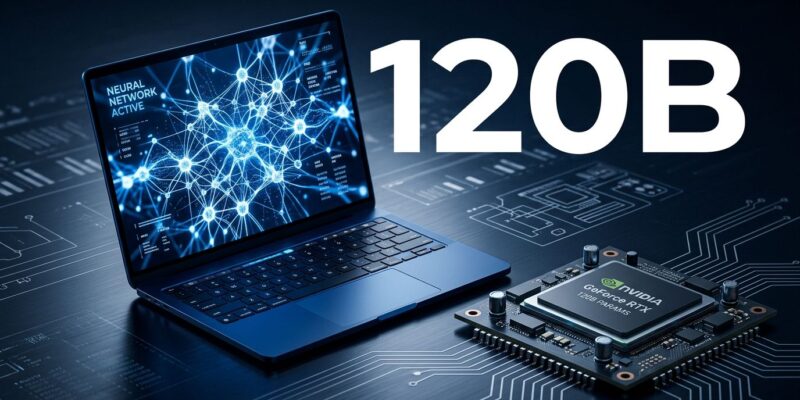 NVIDIA RTX Spark superchip with neural network visualization and 120B parameter local inference