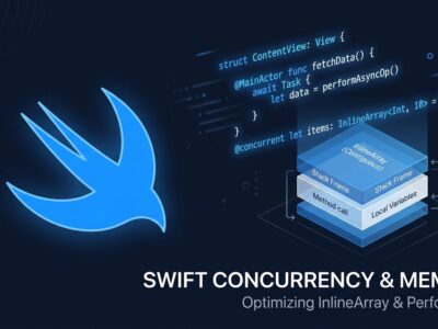 Swift 6.2 featured image showing concurrency annotations and stack-allocated arrays concept at WWDC 2026