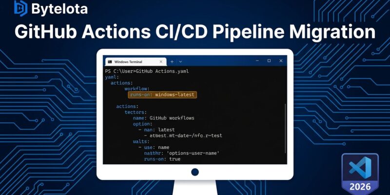 GitHub Actions workflow YAML showing windows-latest runner migration to Visual Studio 2026