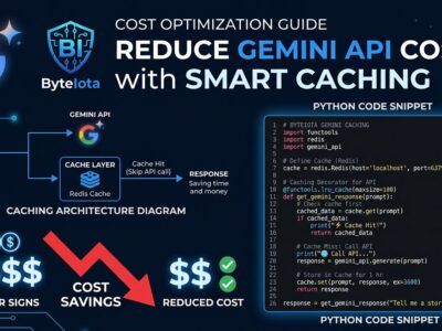 Diagram showing Gemini 3.5 Flash prompt caching architecture with cost reduction from 3x to 1.7x using implicit and explicit cache strategies