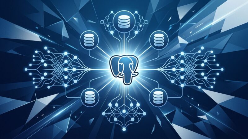 Databricks Lakebase serverless Postgres database for AI agent memory — branching nodes and neural network patterns in ByteIota blue and white