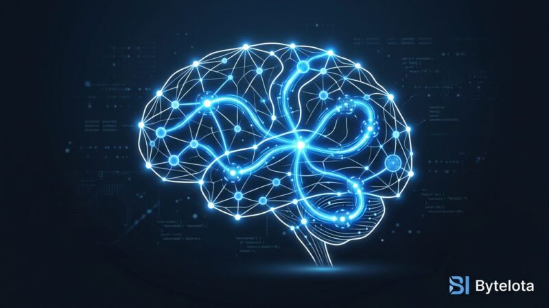 Abstract visualization of Claude AI agent memory consolidation with glowing blue neural network nodes on dark background