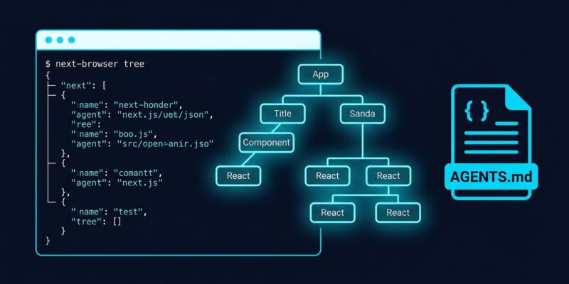Next.js 16.2 Agent DevTools: AI coding agents interacting with React component tree and terminal via next-browser CLI