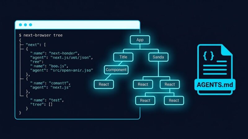 Next.js 16.2 Agent DevTools: AI coding agents interacting with React component tree and terminal via next-browser CLI