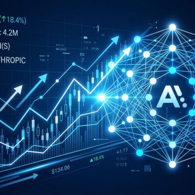 Anthropic IPO filing at $965 billion valuation - financial chart merging with AI neural network
