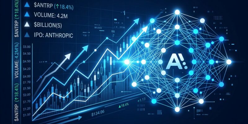 Anthropic IPO filing at $965 billion valuation - financial chart merging with AI neural network