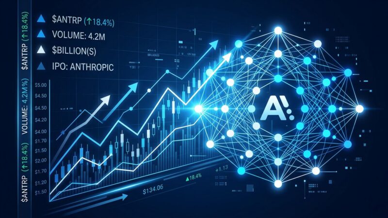 Anthropic IPO filing at $965 billion valuation - financial chart merging with AI neural network