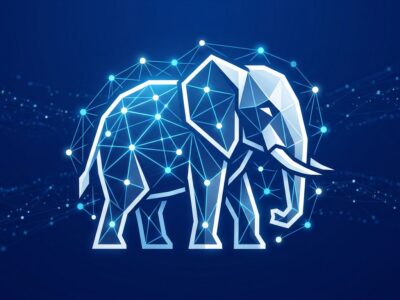 PostgreSQL elephant logo with graph network nodes and edges, representing the new SQL/PGQ graph query feature in PostgreSQL 19