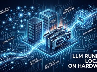 Visualization of MiniMax M3 open-weight model running locally on GPU hardware with neural network patterns