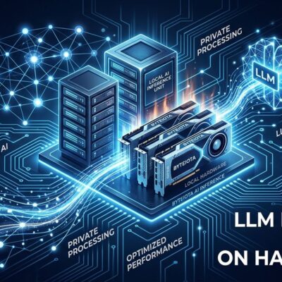 Visualization of MiniMax M3 open-weight model running locally on GPU hardware with neural network patterns