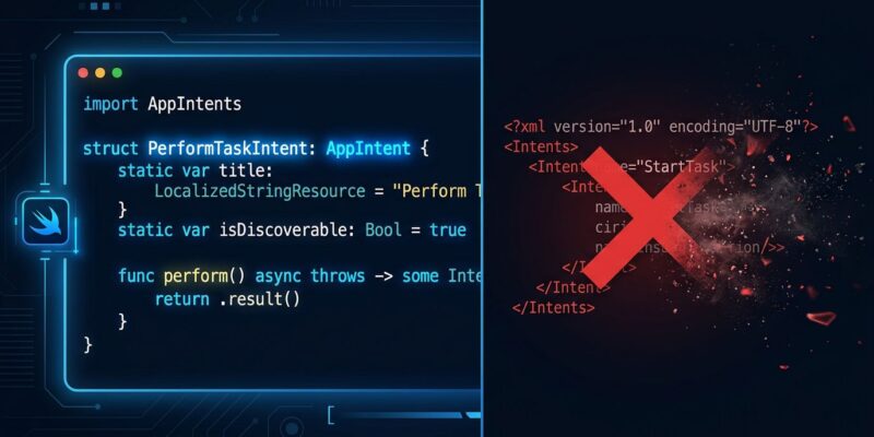 Swift AppIntent code struct replacing deprecated SiriKit INExtension in iOS 27