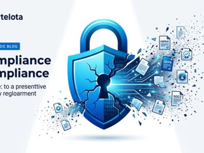 Conceptual illustration of a cracking padlock with enterprise compliance documents, representing the data retention policy change in Claude Fable 5