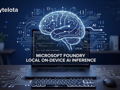 Microsoft Foundry Local on-device AI inference runtime - developer workstation with neural network visualization