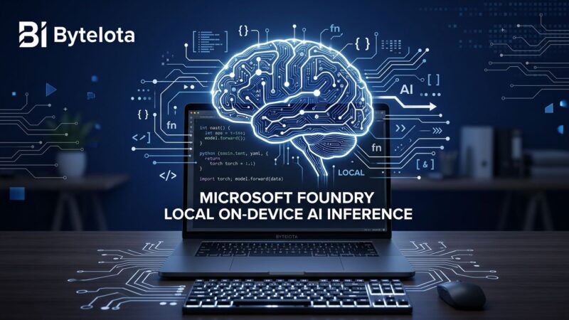 Microsoft Foundry Local on-device AI inference runtime - developer workstation with neural network visualization