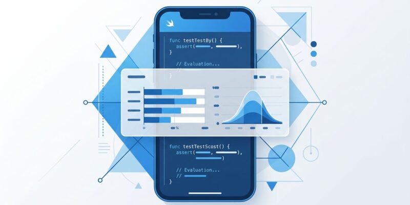 Apple Evaluations framework dashboard showing pass rates and metrics for Foundation Models features in Xcode 27