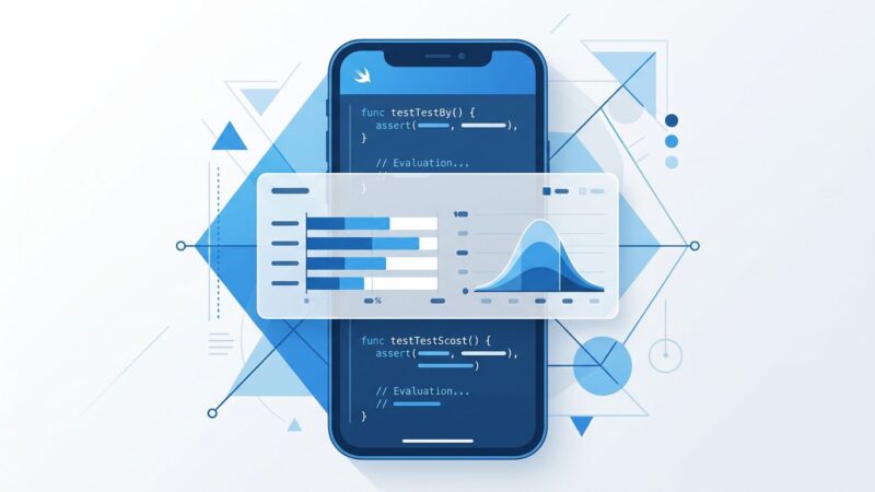 Apple Evaluations framework dashboard showing pass rates and metrics for Foundation Models features in Xcode 27