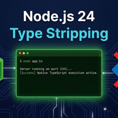 Node.js 24 terminal showing node app.ts running natively without ts-node build step