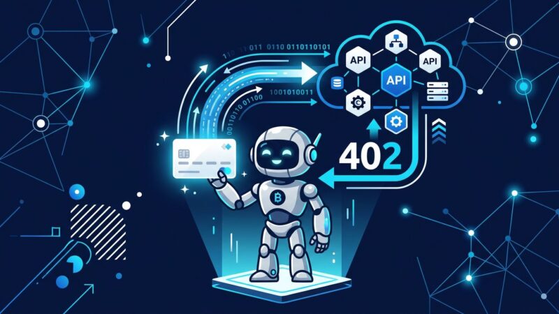 AI agent connecting to API endpoints via HTTP 402 payment protocol - x402 and Stripe MPP illustrated