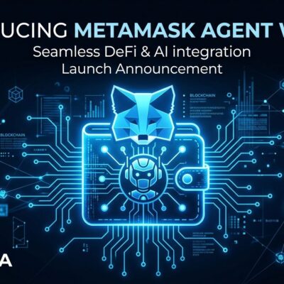 MetaMask Agent Wallet dashboard showing AI agent with spend limits and DeFi guardrails on blue themed interface