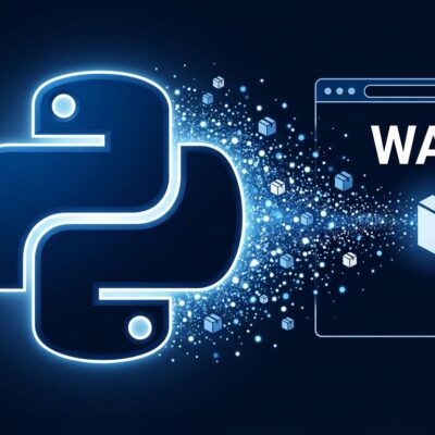 Python logo with browser window and WebAssembly WASM icon, representing Pyodide browser Python packaging via PyPI
