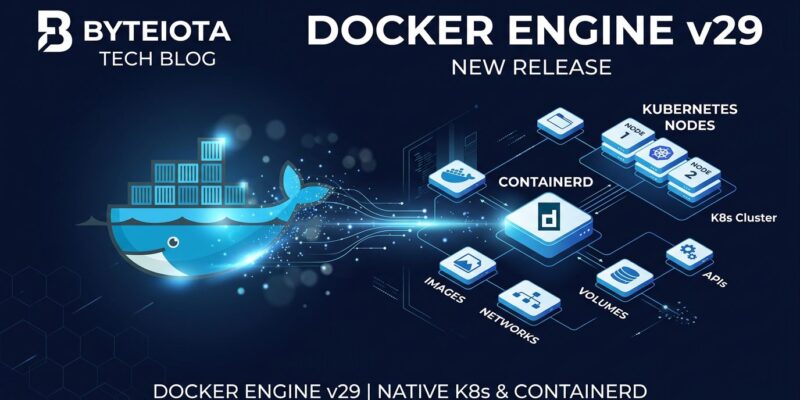 Docker Engine v29 containerd default image store architecture diagram showing container ecosystem