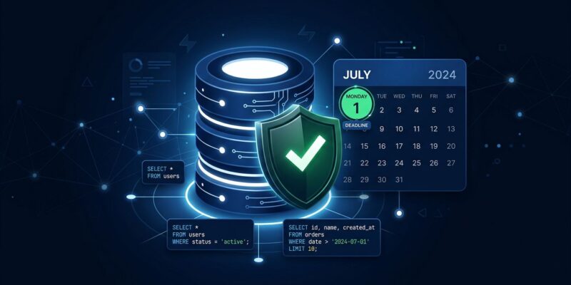 Supabase June 2026 developer update showing RLS Tester security feature, pg-delta schema diffing engine, and July 1 logs pricing change