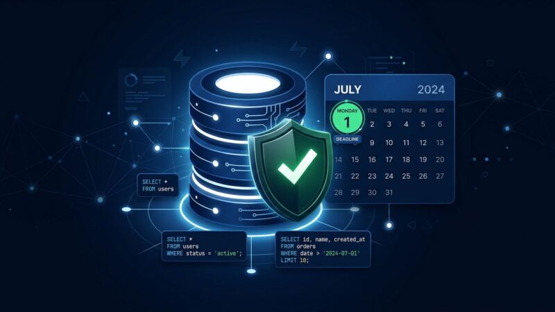 Supabase June 2026 developer update showing RLS Tester security feature, pg-delta schema diffing engine, and July 1 logs pricing change