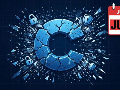 curl logo breaking apart with AI particle fragments, representing the AI slop crisis that ended the bug bounty program