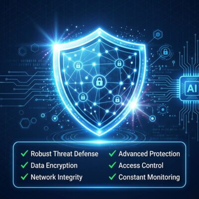 OWASP AISVS 1.0 security checklist for AI applications showing shield, network nodes, and checklist elements