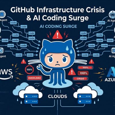 GitHub AI coding surge infrastructure crisis - commits flooding the platform with AWS and Azure cloud logos